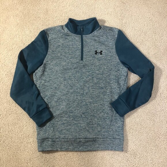 Under Armour Coldgear 1/4 Zip Fleece Pullover Sweatshirt Men's Small Teal - Picture 1 of 6